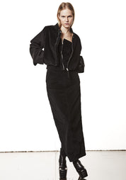 Cropped Gathered Sleeve Bomber Jacket