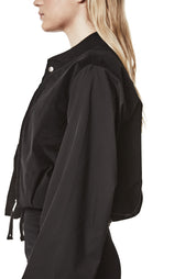 Cropped Gathered Sleeve Bomber Jacket