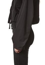 Cropped Gathered Sleeve Bomber Jacket