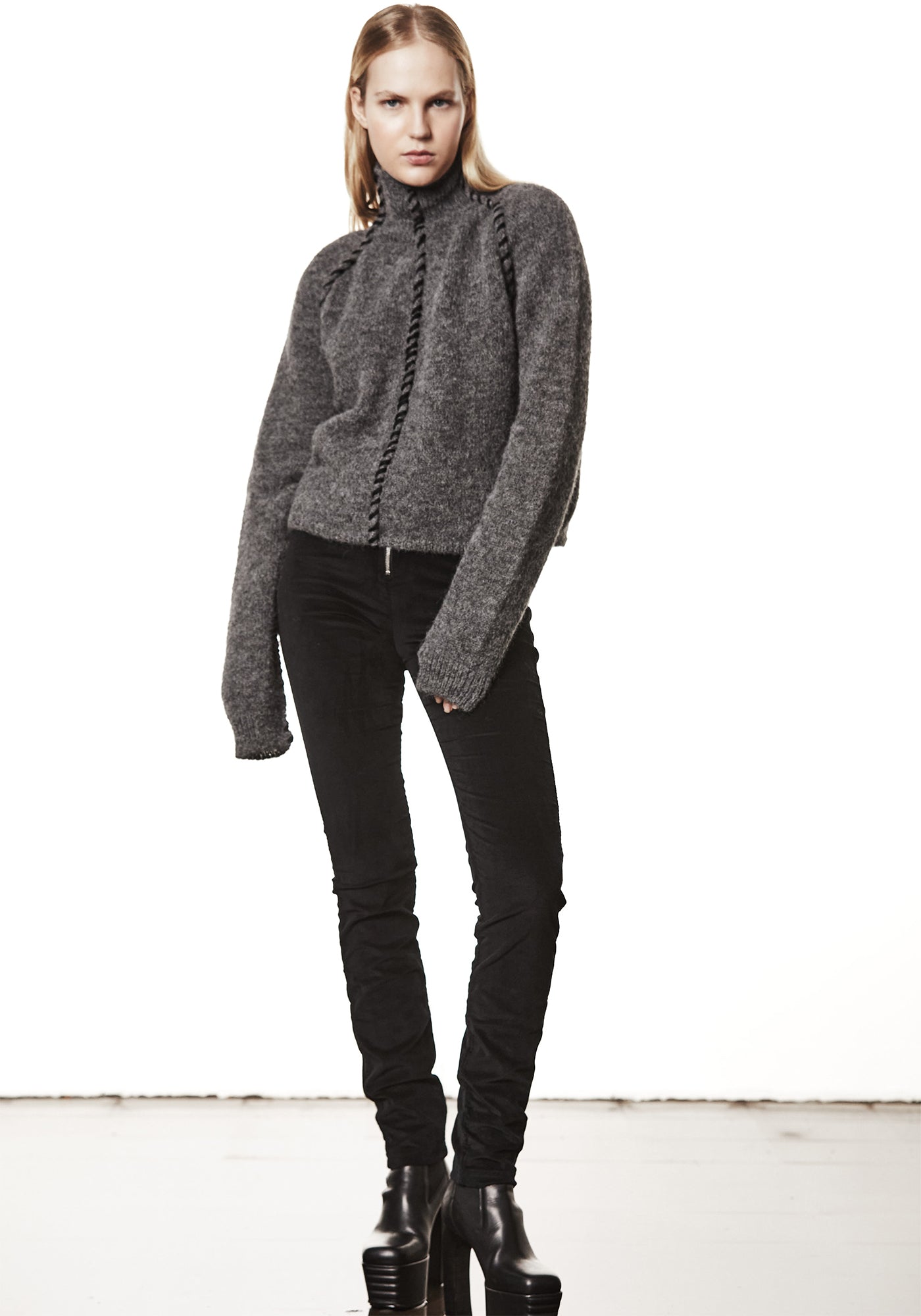 Contrast Stitch High Neck Knit Pullover - December Thieves