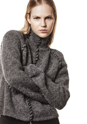 Contrast Stitch High Neck Knit Pullover - December Thieves