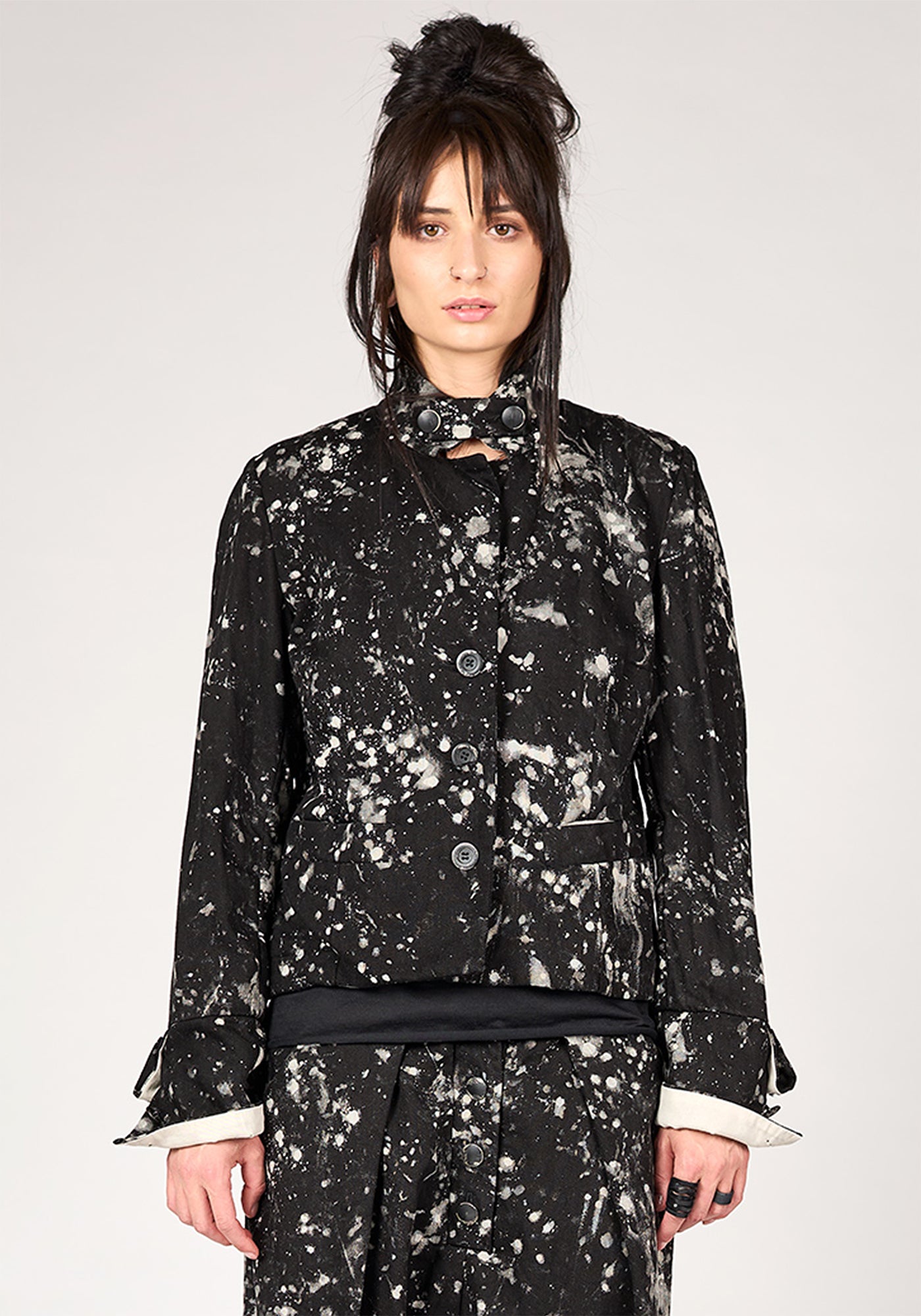 NB 2146 Zhana High Neck Splatter Detail Jacket - December Thieves