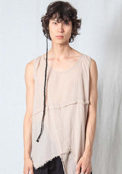 Asymmetric A-Shape Sheer Cotton Voile Tank Top in BLACK or GREIGE