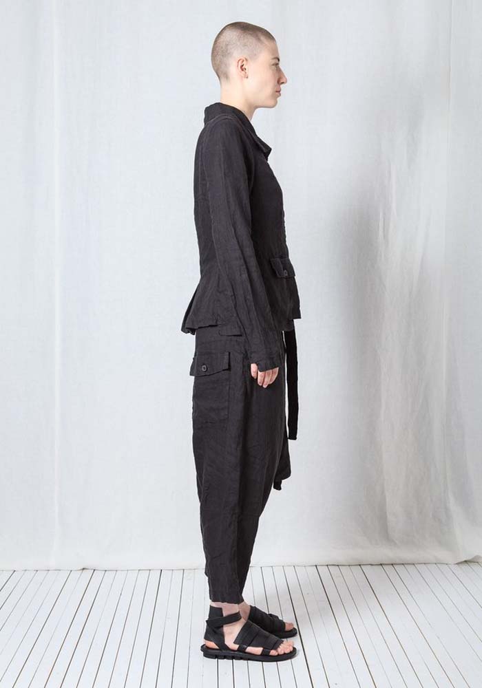 Asymmetric Short Tailored Linen Jacket