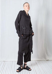 Asymmetric Short Tailored Linen Jacket