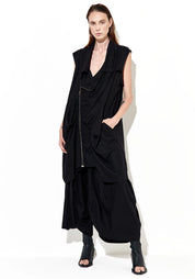 Zip Front Draped Vest