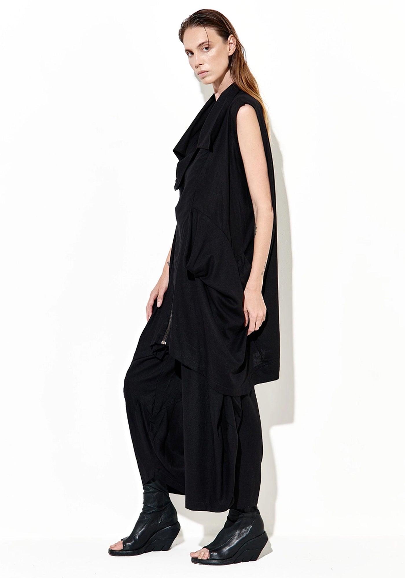 Zip Front Draped Vest