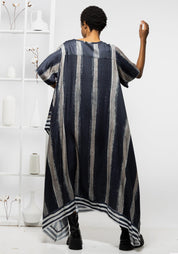 Black Stripe Asymmetric Maxi Dress