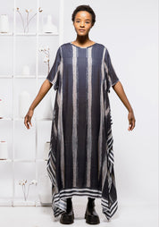 Black Stripe Asymmetric Maxi Dress