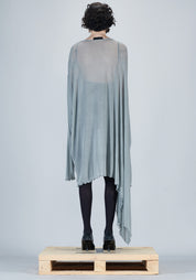 Long Sleeve Asymmetric Cape Dress in OPAQUE GREY Only