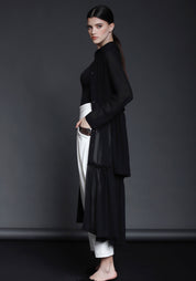 Chiffon Ruffle Shirt Dress in BLACK Only