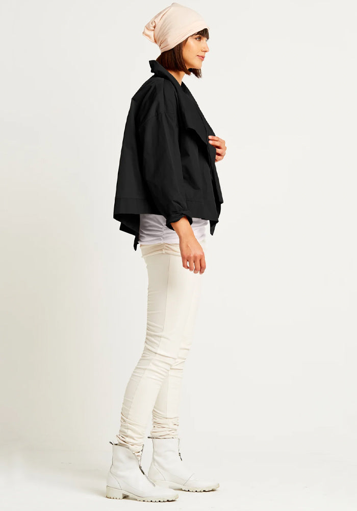 Cropped Asymmetric Jacket in BLACK or FAWN