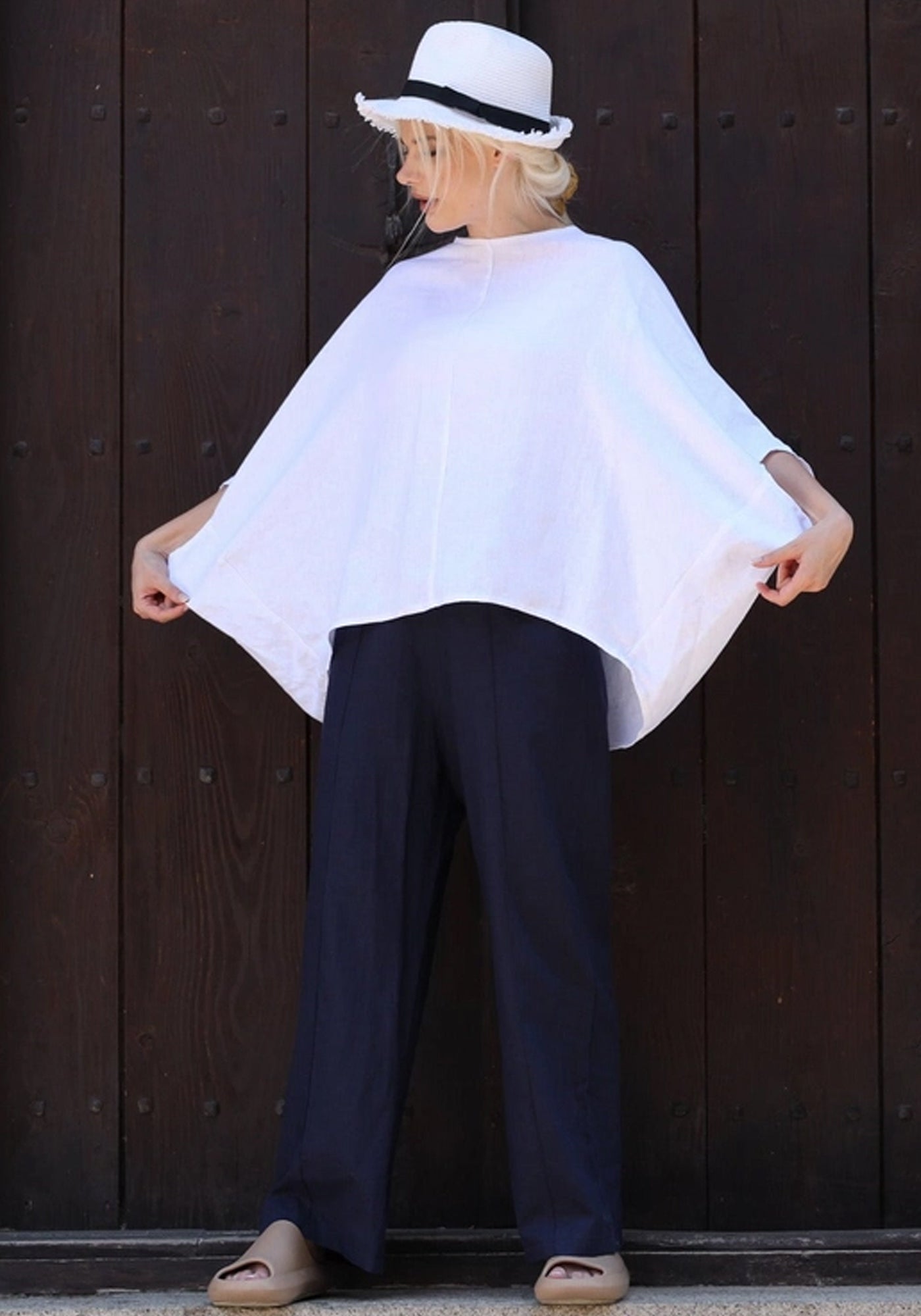 Damaris Asymmetric Wide Sleeve Blouse