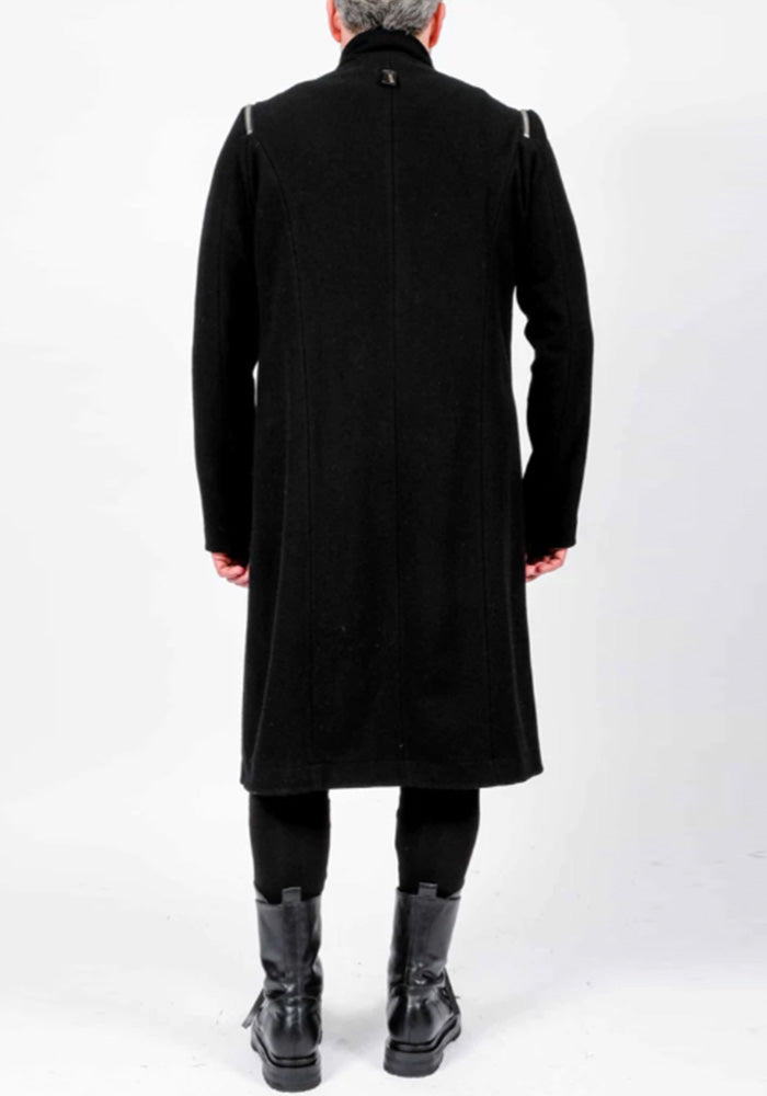 Long Wool Coat With Zippers