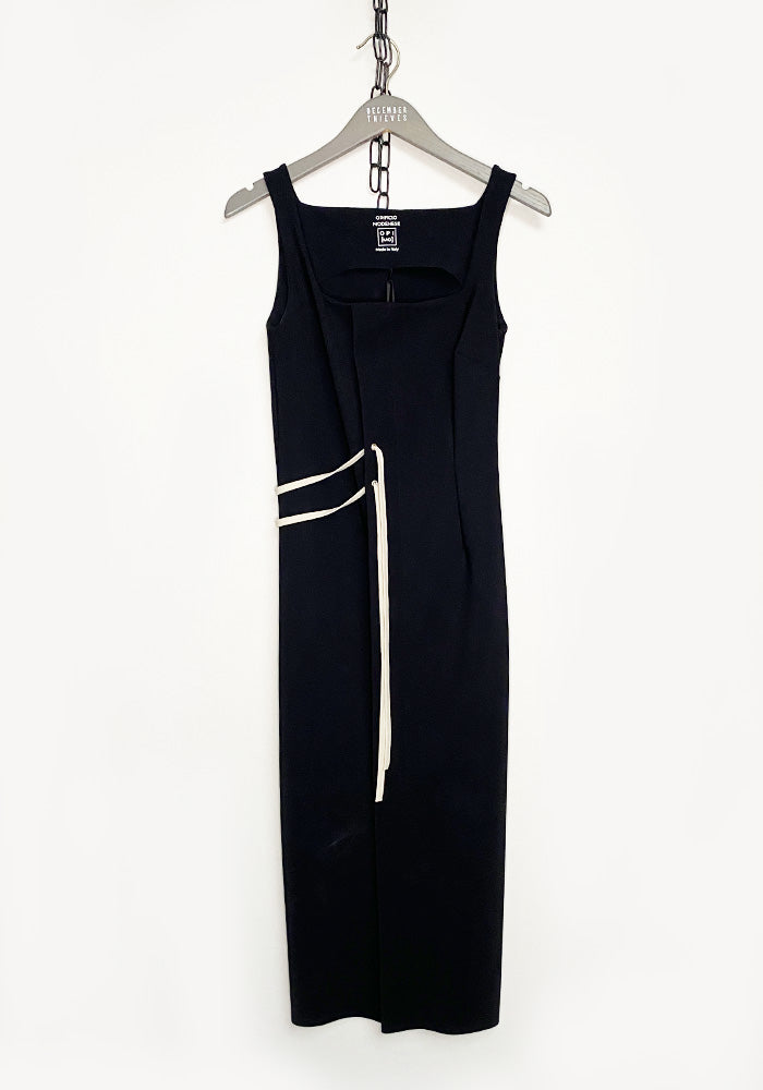 Kansas City Tie Detail Stretch Dress in BLACK/SAND Only
