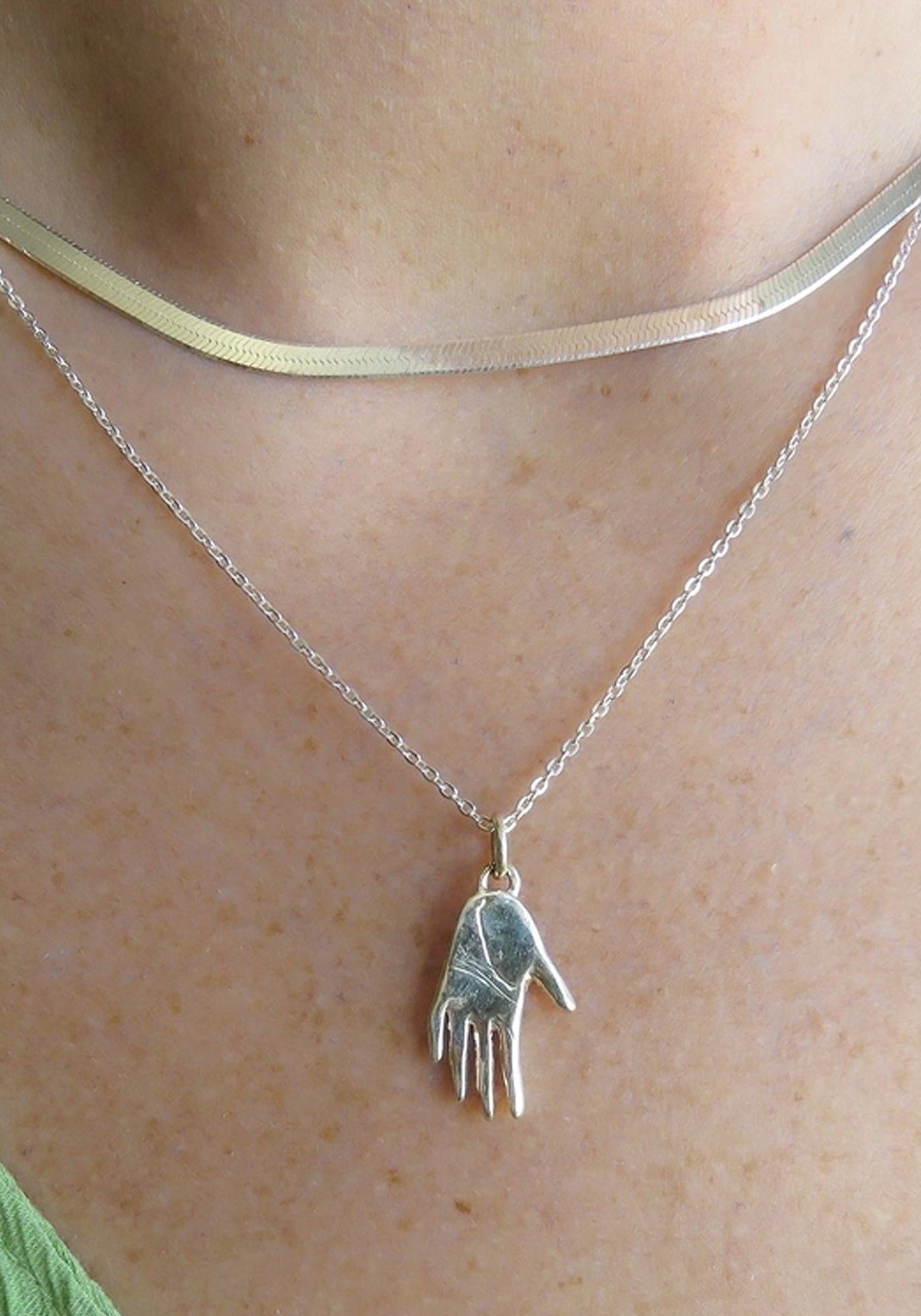 Recycled Sterling Silver Hand Talisman Necklace