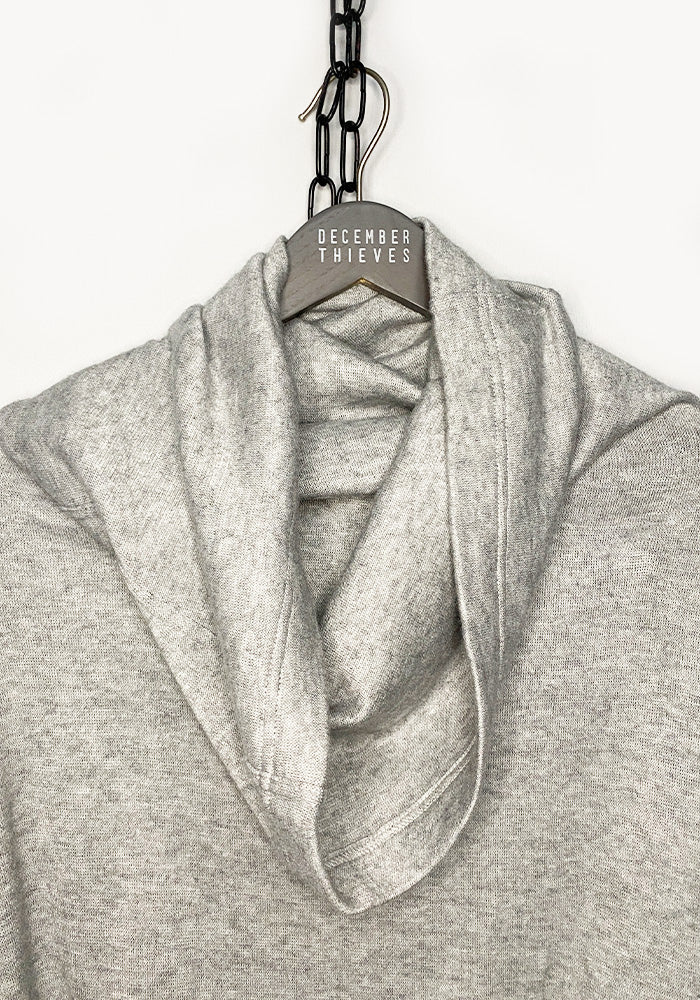 High Neck Sweatshirt Drawstring Detail Wool Blend Pullover