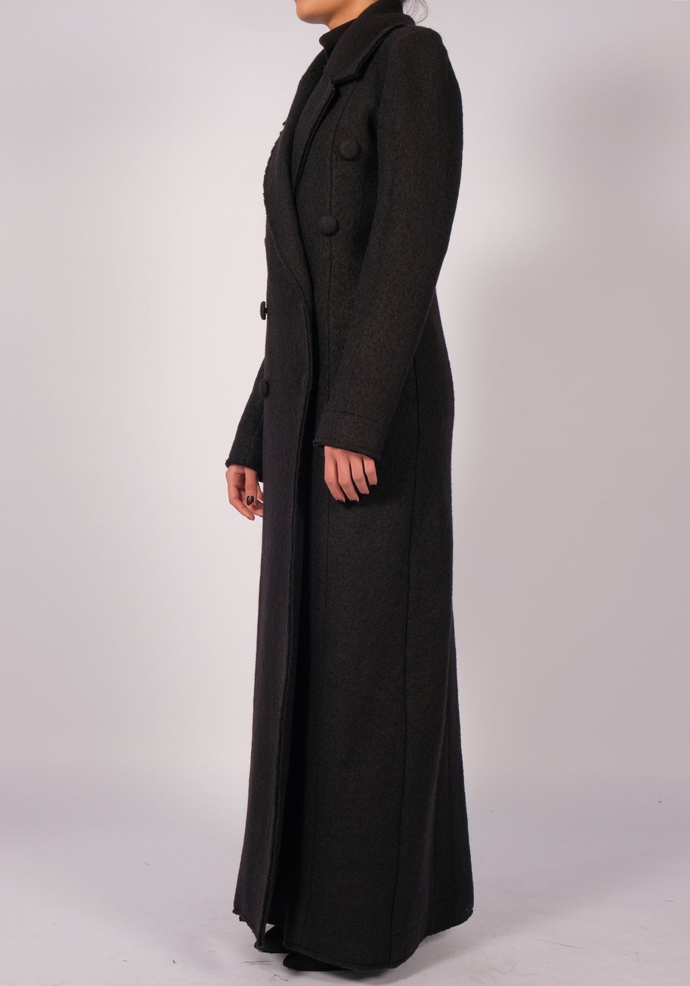 Wool Faux Double Breasted Maxi Coat