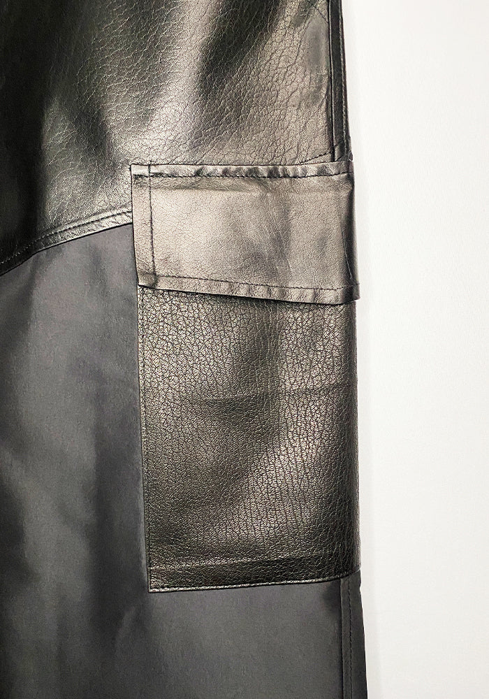Leather Panel Wrap Skirt