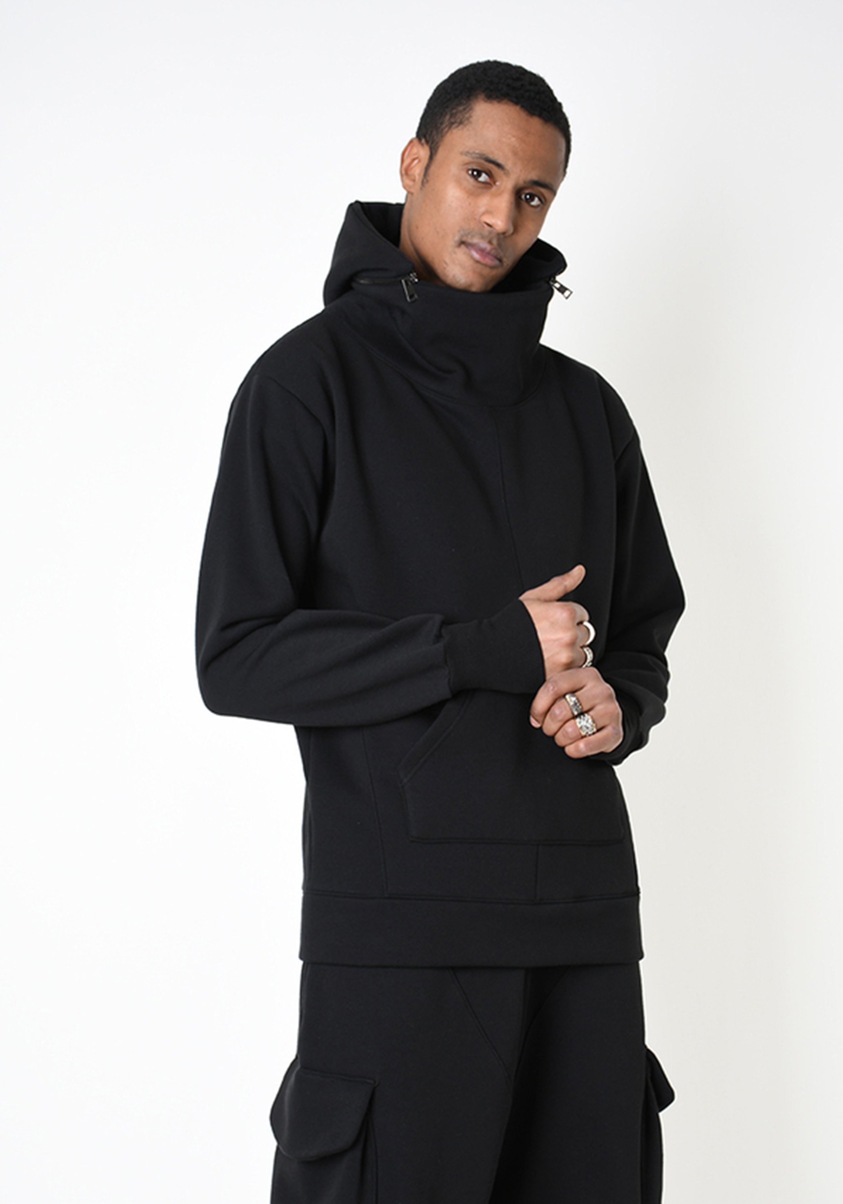 Oversized Zip Off Hood Detail Fleece Sweatshirt