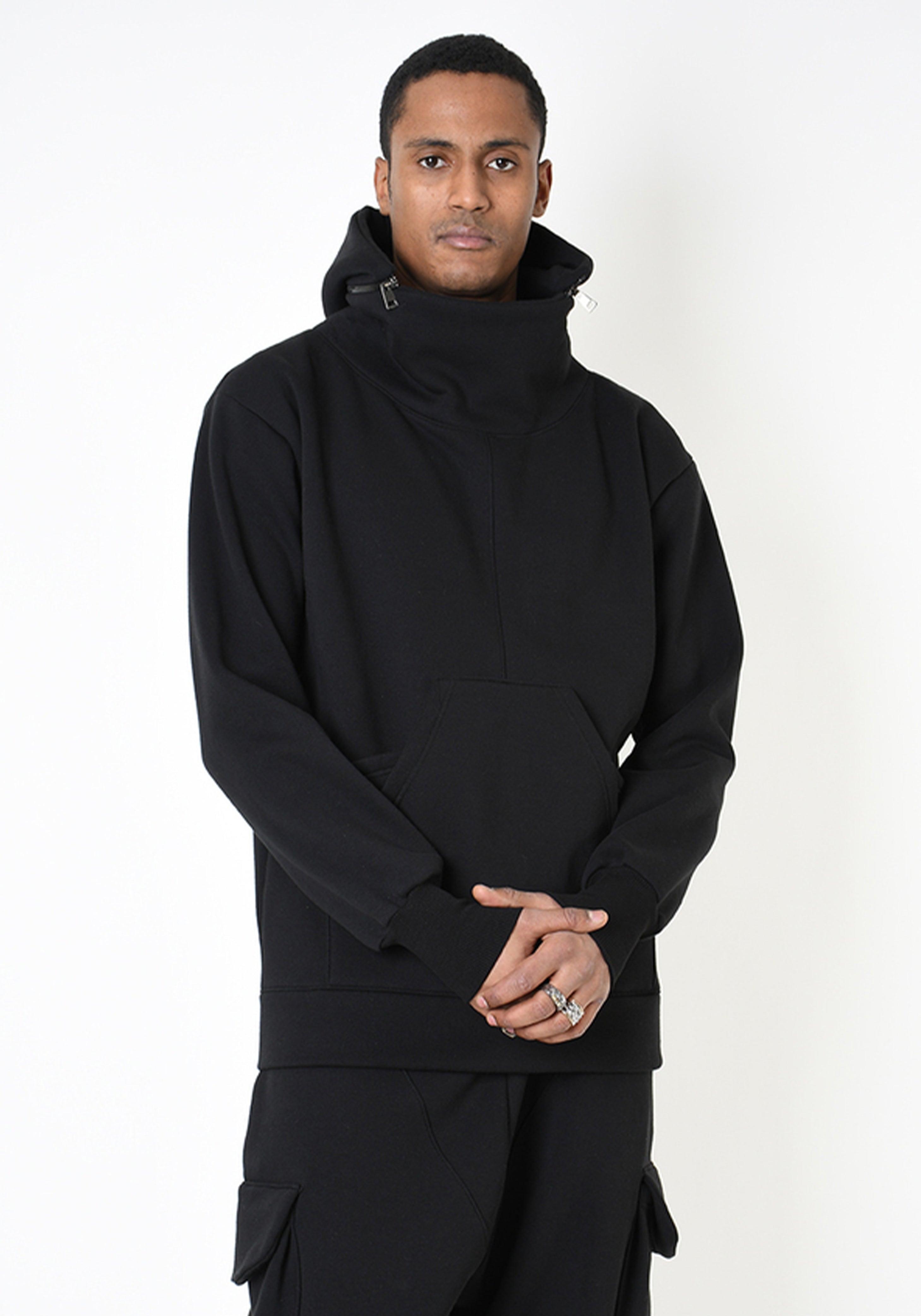 Oversized Zip Off Hood Detail Fleece Sweatshirt