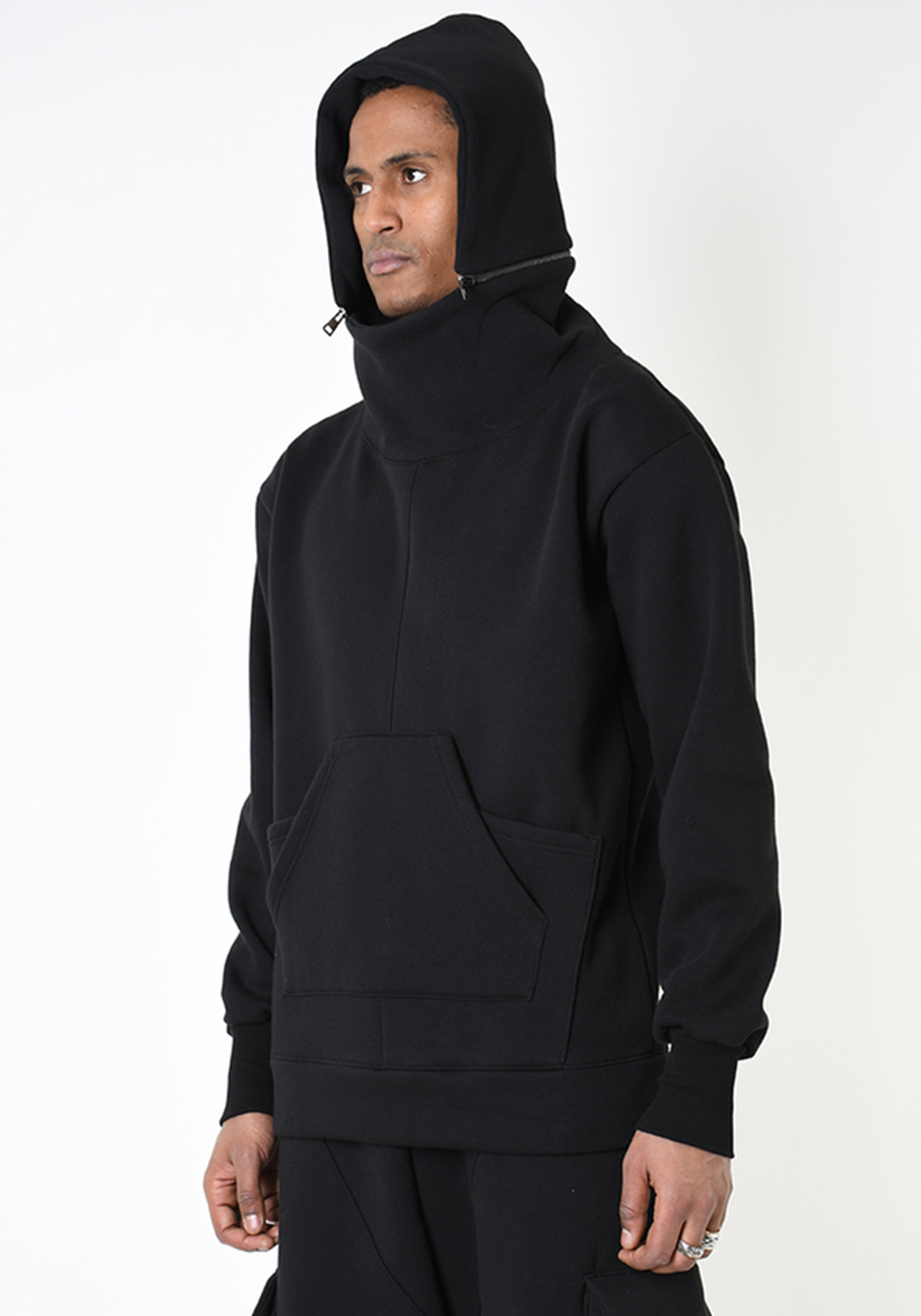 Oversized Zip Off Hood Detail Fleece Sweatshirt