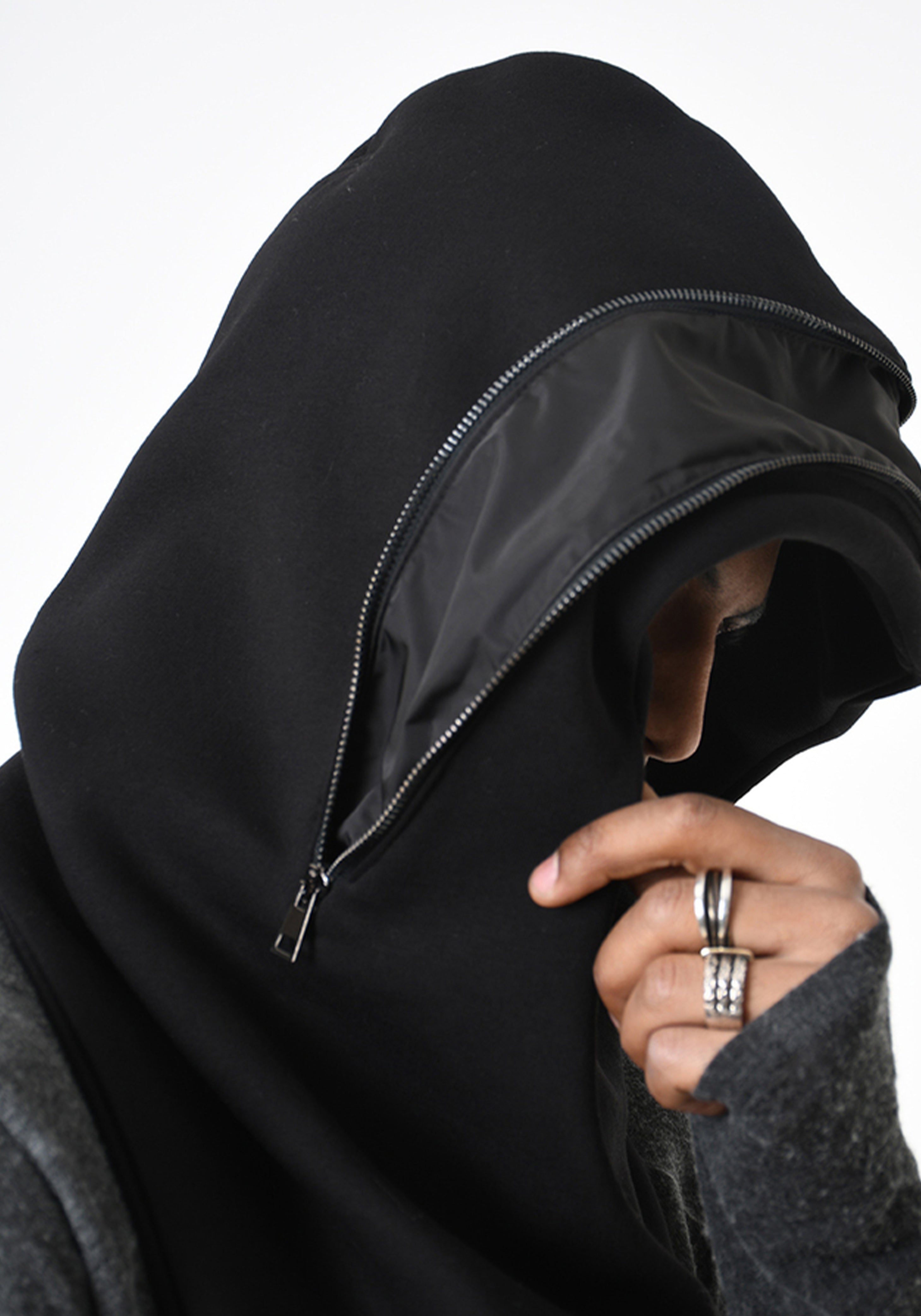 Zip Detail Jersey Hood