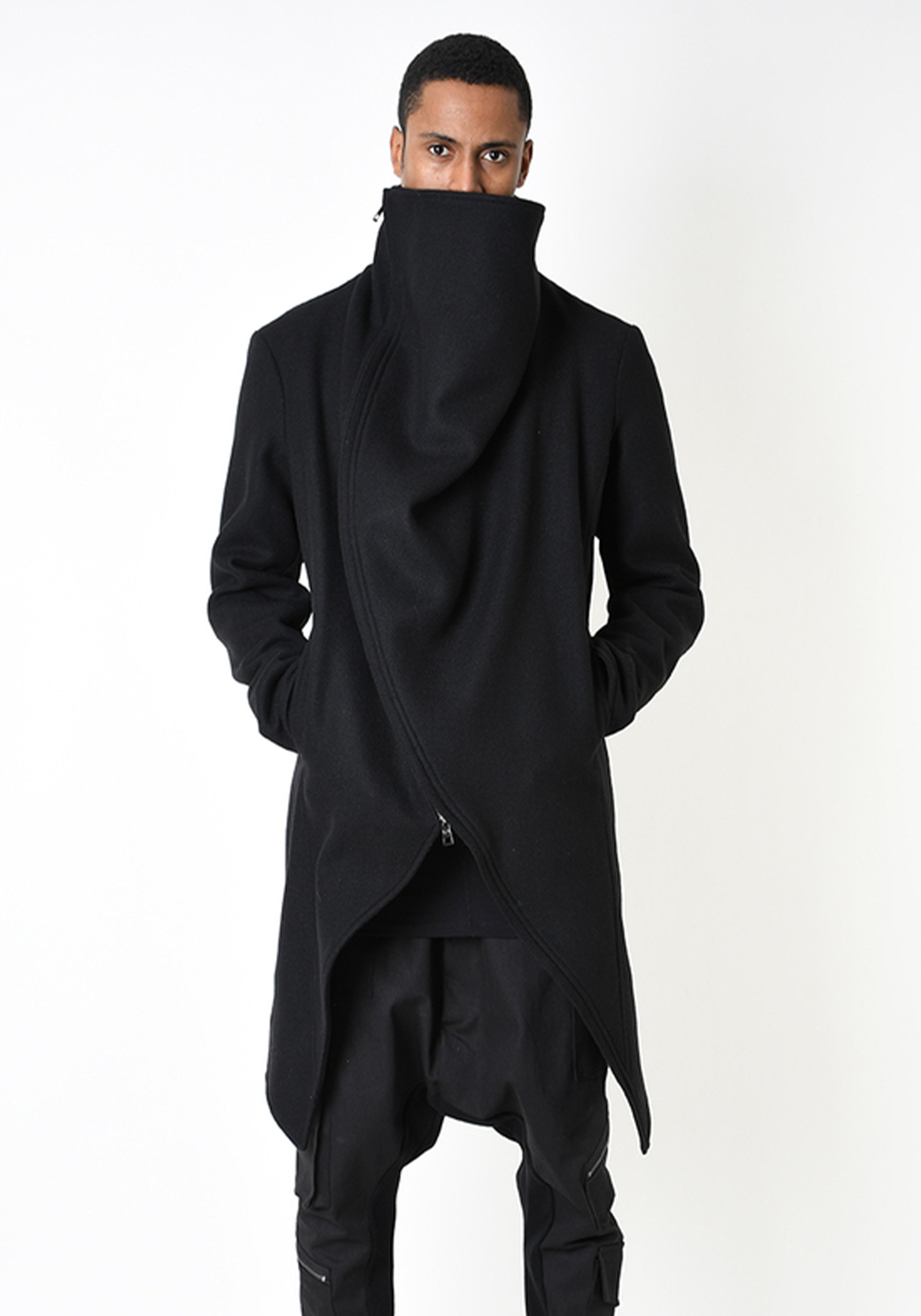 Asymmetric Zipped High Neck Jacket