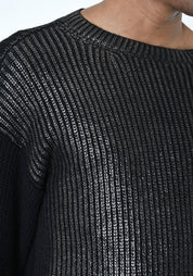 Bronze Metallic Coated Wool Blend Sweater