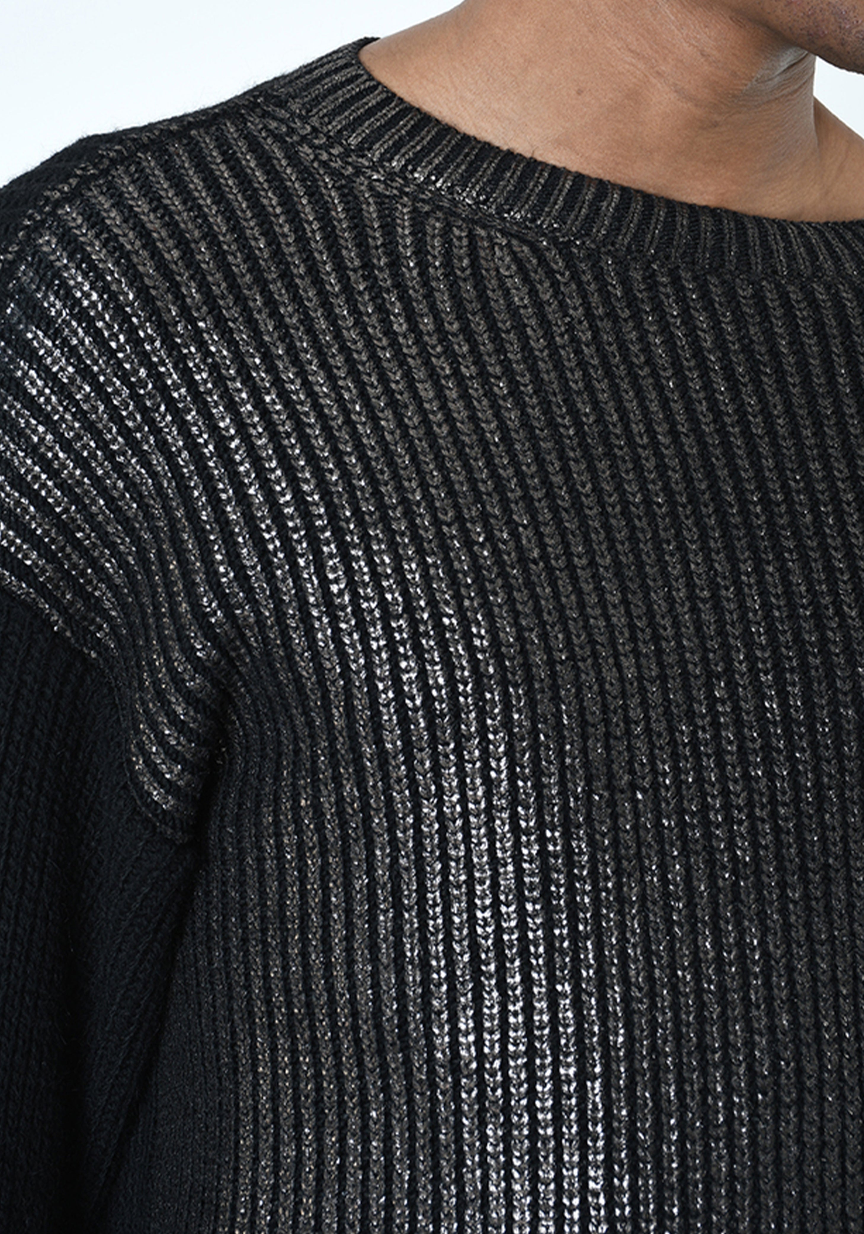 Bronze Metallic Coated Wool Blend Sweater