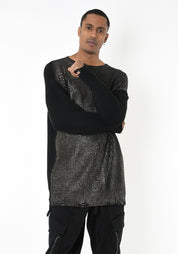 Bronze Metallic Coated Wool Blend Sweater