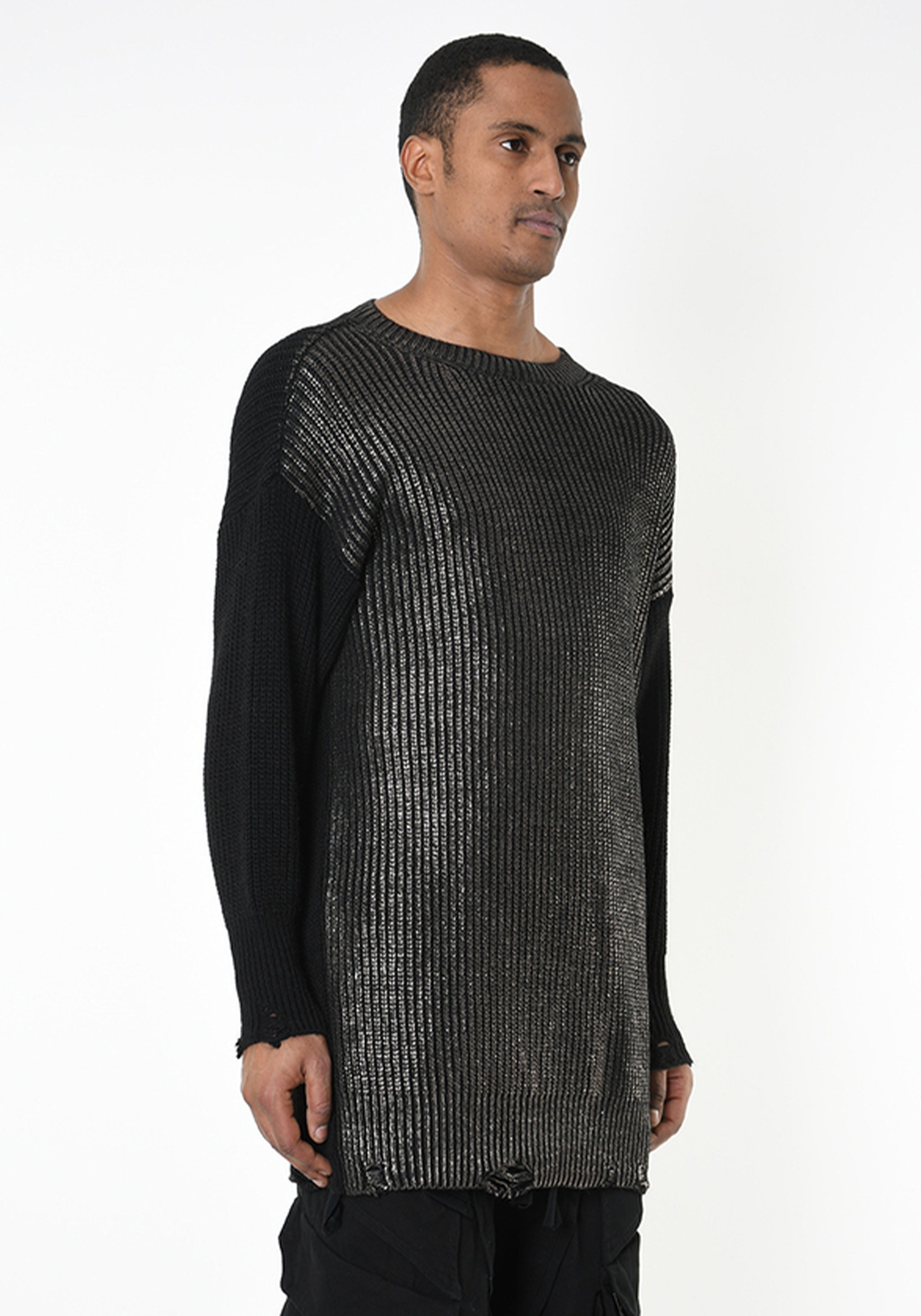 Bronze Metallic Coated Wool Blend Sweater