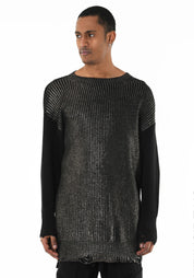 Bronze Metallic Coated Wool Blend Sweater