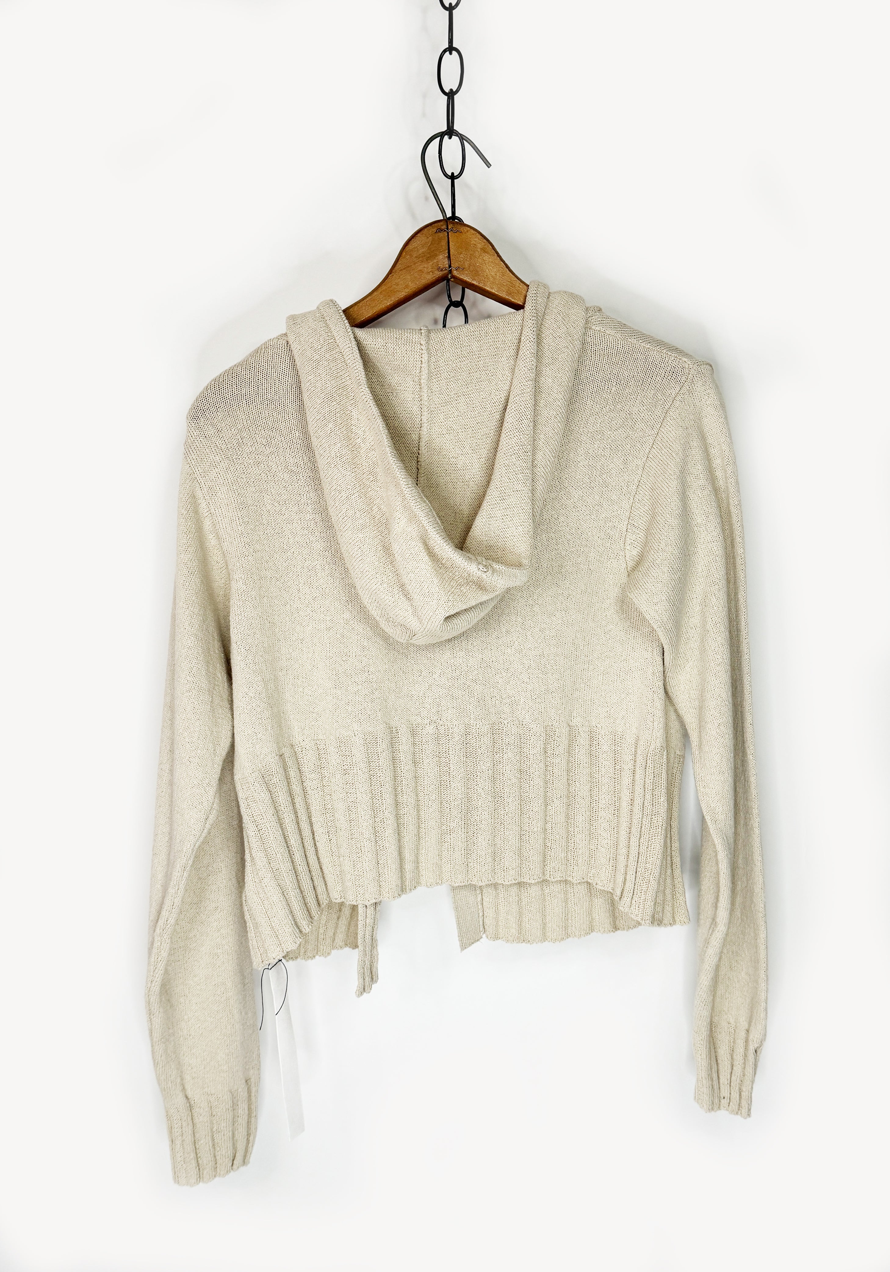 Hooded Knit Zip Front Cardigan in STONE Only