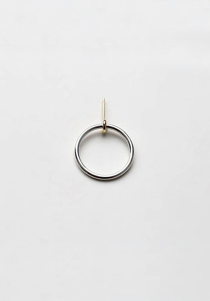 MIRTA Single Sterling Silver and 10K Gold Large Kinetic Hoop Earring