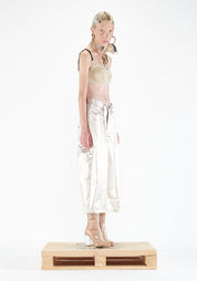 Metallic Wide Leg Cropped Pants