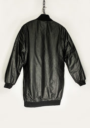 Black Leather Look Puffer Jacket