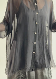 Oversized Sheer Silk Blend Blouse