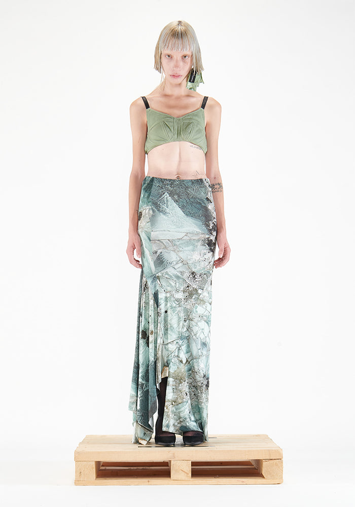 Printed Asymmetric Maxi Skirt