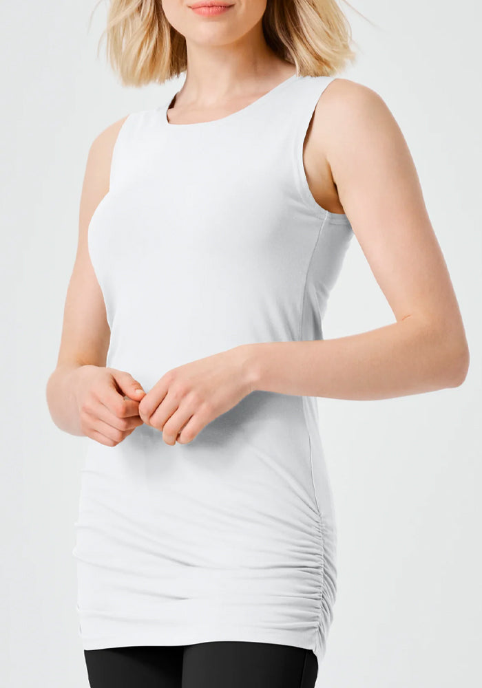 Side Ruched Detail Tank in BLACK, FAWN or WHITE