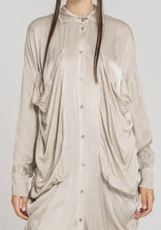 Ruched Details Bold Pocket Shirt Dress in SAND or BLACK