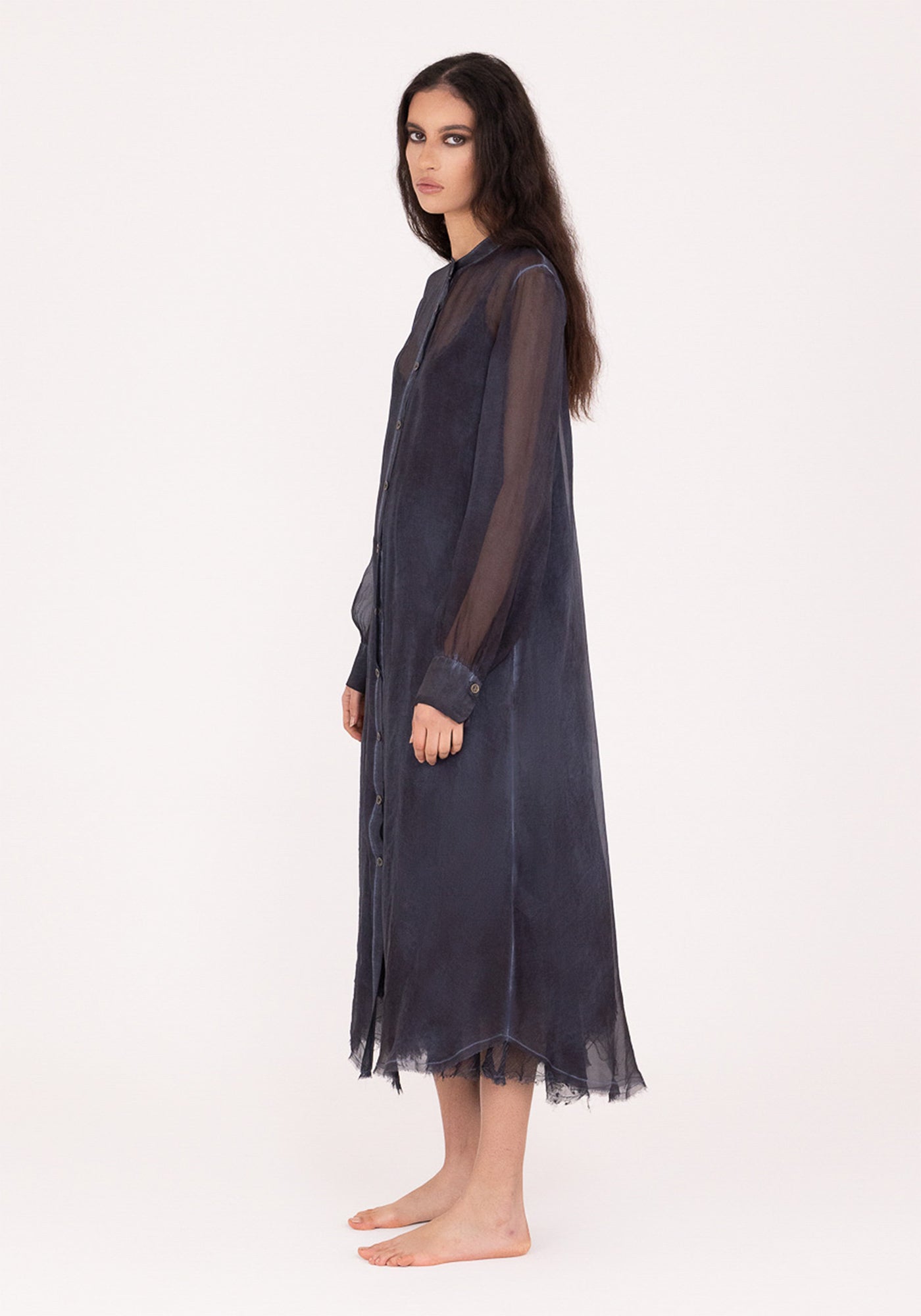 Overdyed Sheer Shirt Dress