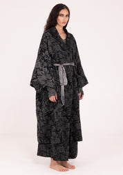 Tie Waist Velvet Maxi Jacket