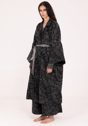 Tie Waist Velvet Maxi Jacket