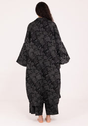 Tie Waist Velvet Maxi Jacket