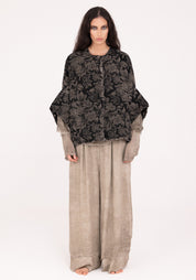 Oversized Cropped Sleeve Velvet Jacket
