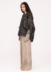 Oversized Cropped Sleeve Velvet Jacket