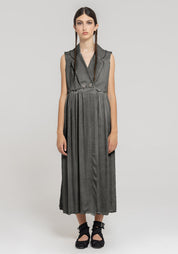 Gathered Panel Maxi Length Vest in ANTHRACITE Only