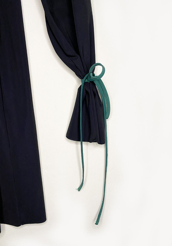 Sacramento Clip Waist Stretch Mini Dress in BLACK/GREEN Only