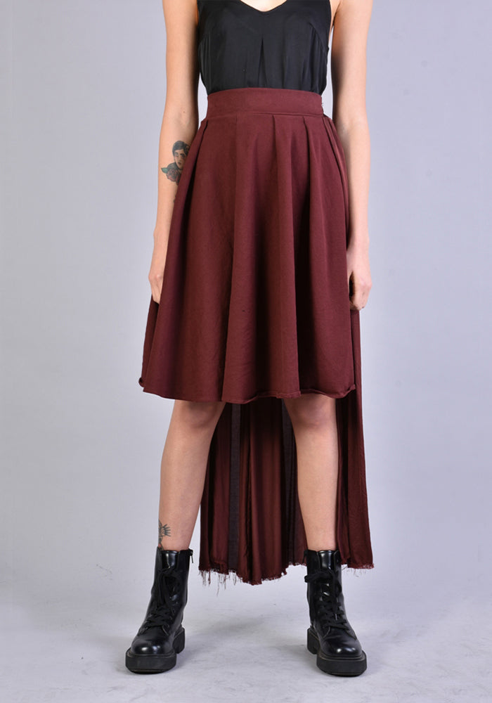 Sanctamuerte Crimson Asymmetric Paneled Skirt | December Thieves